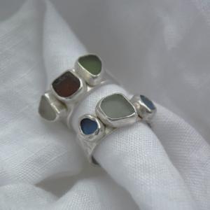 JODIE McKENZIE STUDIO 3 Post sea glass chunky ring 